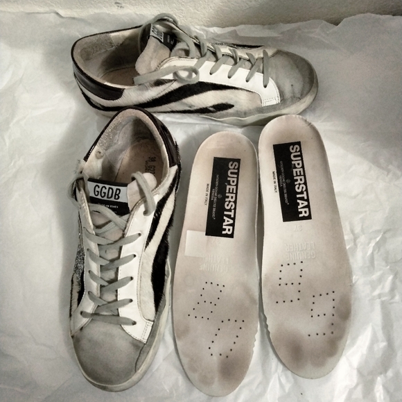 GOLDEN GOOSE GENIUNE CALF HAIR SIZE 38 ZEBRA PRINT - Picture 10 of 16
